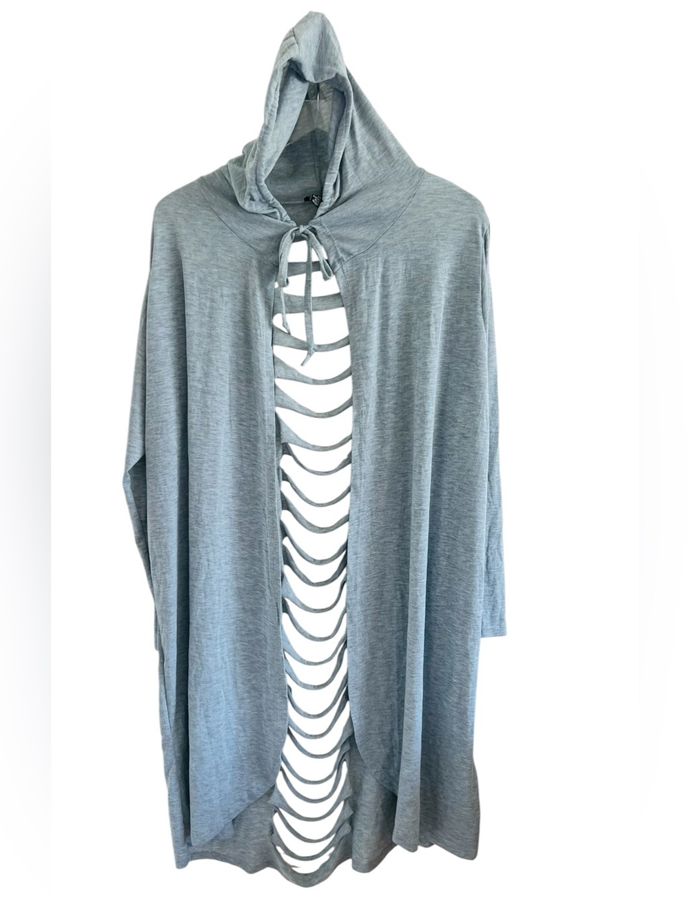 Love Light Gray Hooded Open-Back Drape Cardigan
